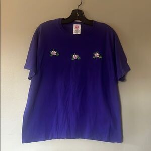 Vintage Purple  Tee with Floral Embroidery